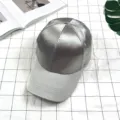 Silver satin baseball cap for women, stylish shiny solid color summer sun visor hat. - Adjustable / Gray