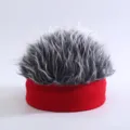 Funny spiky wig headband red knitted hair accessory novelty party costume fashion hat for men women - Red (Knitted Docker Hat with Grey & White Hair)