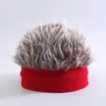 Funny spiky wig headband novelty party costume hair hat funny fashion accessory daily wear - Red (Knitted Docker Hat with Brown & White Hair)