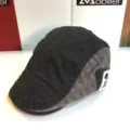 Classic dark grey denim ivy cap flat cap for men and women, casual outdoor retro beret hat. - S (54-57cm) / Men's Beret with Small White Stripes (Light Grey)