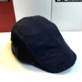 Stylish dark blue denim flat cap for men and women, casual ivy newsboy hat for outdoor wear. - S (54-57cm) / Men's Beret with Small White Stripes (Dark Blue)
