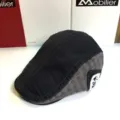 Casual denim flat cap for men and women, vintage patchwork ivy newsboy hat for spring. - S (54-57cm) / Men's Beret with Small White Stripes (Dark Grey)