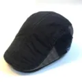 Casual retro flat cap for men and women, classic denim ivy newsboy hat for spring and autumn outdoor. - S (54-57cm) / Men's Beret with Letter (Dark Grey)