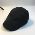 Black denim ivy cap casual flat cap vintage duckbill hat for men and women spring autumn - S (54-57cm) / Men's Black Lettered Beret