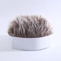 Novelty hair visor hat with spiky faux hair funny wig baseball cap for outdoor party sun. - White Knitted Docker Hat with Brown-White Faux Hair