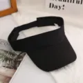 Black empty top sun visor hat for outdoor summer wear, breathable and adjustable casual cap. - Black (Plain Peak Cap)