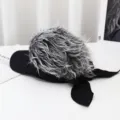 Black baseball cap with grey wig hair, funny novelty hat, casual sun hat for men and women - Grey Black-Grey Peak Cap with Straps