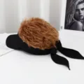 Funny hair visor cap, black sun hat with brown curly wig, novelty outdoor fashion headwear. - Ginger Yellow Black-Yellow-Brown Peak Cap with Straps