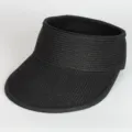 Black straw sun visor hat for women, empty top wide brim cap for summer beach outdoor travel. - Style A Sun Visor in Black