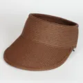 Stylish brown straw sun visor for women, breathable empty top beach hat for summer vacation. - Style A Sun Visor in Coffee