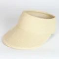 Beige straw sun visor hat empty top breathable woven summer beach travel hat for women - Style A Sun Visor in Beige