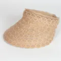 Beige lace empty top sun visor breathable French style summer beach sun hat for women - Lace Style without Pearls (Light Coffee)