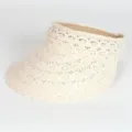Elegant beige lace empty-top sun visor for women, breathable hollow-out summer beach hat. - Lace Style without Pearls (Beige)