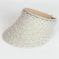Beige lace empty top sun visor, breathable hollow out summer beach hat for women. - Lace Style without Pearls (Grey)