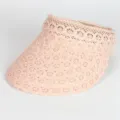 Pink lace sun visor hat for women, breathable empty top beach hat, summer outdoor UV protection. - Lace Style without Pearls (Pink)