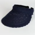 Dark blue lace empty-top sun visor, breathable summer beach hat for women ponytails. - Lace Style without Pearls (Navy Blue)
