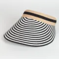 Women black white striped empty top sun visor hat summer beach outdoor travel hat - Striped Style (Black)