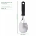Stainless steel serrated spoon ice cream shovel kitchen cooking tool with ergonomic black handle. - Serrated Ice Cream Spoon