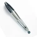 Stainless steel kitchen tongs with heat-resistant silicone tips for cooking, BBQ, and food serving. - 12 Inch / Gray