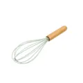 Wooden handle silicone whisk kitchen tool for baking and cooking, pastel green colour. - Whisk