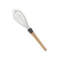 Fouet de cuisine en fil d'acier inoxydable avec manche en bois et anneau noir, outil - Fouet / Argent