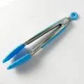 Blue silicone food tong kitchen BBQ cooking tool stainless steel utility clip 9 inch - 7" / Blue
