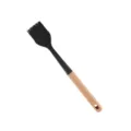 Pinceau de cuisine en silicone avec manche en bois pour cuisson, tete noire pratique. - Pinceau / Noir