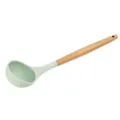 Green silicone soup ladle with natural wooden handle kitchen utensil variant item - Soup Spoon