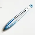 Stainless steel kitchen food tong with blue silicone grip for cooking, BBQ, and baking. - 9 Inch / Blue