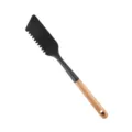 Spatule de cuisine en silicone noir avec manche en bois, outil de cuisson dentelé. - Spatule / Noir