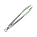 Green silicone kitchen food tongs with stainless steel body, perfect for cooking, BBQ, and steak. - 9 Inch / Bamboo Green