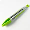 Stainless steel silicone food tongs green kitchen BBQ cooking tong kitchenware practical tool - 7" / Green