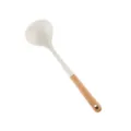 Louche a soupe en silicone blanc avec manche en bois, ustensile de cuisine essentiel. - Cuillère à Soupe / Blanc