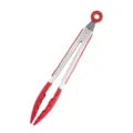 Stainless steel food tong with red silicone head and handle grip for kitchen BBQ cooking serving. - 9 Inch / Red