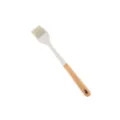 Pinceau de cuisine en silicone, tête beige avec manche en bois pour cuisson et pâtisserie. - Pinceau / Blanc