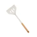 Spatule ajourée en silicone avec manche en bois antiadhésif ustensile de cuisine blanc - Grande Spatule Ajourée / Blanc