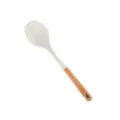 Cuillère de cuisine en silicone avec manche en bois, ustensile antiadhésif variante. - Cuillère Pleine / Blanc