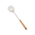 Serviteur à pâtes en silicone avec manche en bois, cuillère à spaghetti résistante. - Cuillère à Pâtes / Blanc