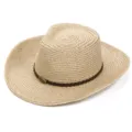 Sombrero de vaquero de paja para hombre sombrero de sol de verano con banda trenzada y metal. - Talla única / Estilo beige clásico