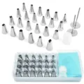 24pcs stainless steel icing piping tips set with storage box flower nails cake decorating tools - 24 Pieces Set