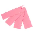 Pink plastic cake scraper 4-piece set, ideal for baking, smoothing icing, and dough cutting. - Pink