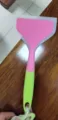 Wide silicone spatula for baking and cooking, non-stick pan friendly with pink and green handle. - Pink with Green Handle