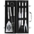 Stainless Steel BBQ Tool Set with Aluminum Storage Case Portable Grilling Accessories Kit - 5-Piece Set B (Small Tubes)