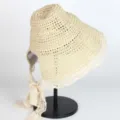 Women Beach Straw Hat Summer Sun Visor Bohemian Crochet Wide Brim Sunhat Foldable Cap - M (56-58cm) / 273 Beige