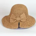 Women's Straw Sun Hat with Bowknot Summer Beach Floppy Woven Cap UV Protection Hat - M (56-58cm) / 269 Khaki