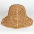 Woven straw hat for women, wide brim sun hat, foldable beach sun hat for summer use. - M (56-58cm) / 266 Khaki