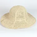 Beige woven straw sun hat for women, wide brim foldable beach hat for summer vacation. - M (56-58cm) / 266 Beige