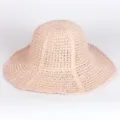Women pink woven straw sun hat, foldable wide brim beach hat for summer outdoor travel. - M (56-58cm) / 266 Pink