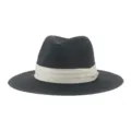 Black wide brim straw hat with beige ribbon band, stylish beach sun hat for women summer travel. - M (56-58cm) / Straw Hat Black