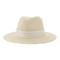 Beige wide brim straw hat for women, bohemian style foldable summer beach sun hat. - M (56-58cm) / Beige